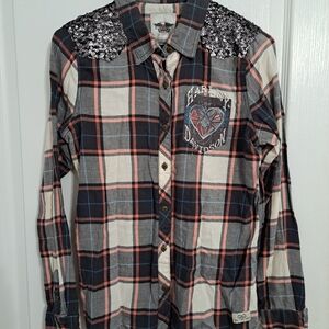 Harley-Davidson Bling Checkered Shirt with Logo Pocket Size Small
